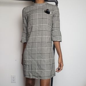 Houndstooth Dress w/ Brooch